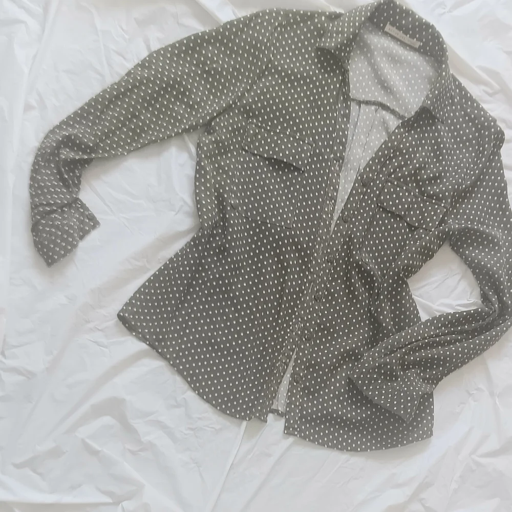Retro Olive Women's Jacket & Matching Olive Polka Dot Olive Button-Down Shirt - Picture 3 of 8